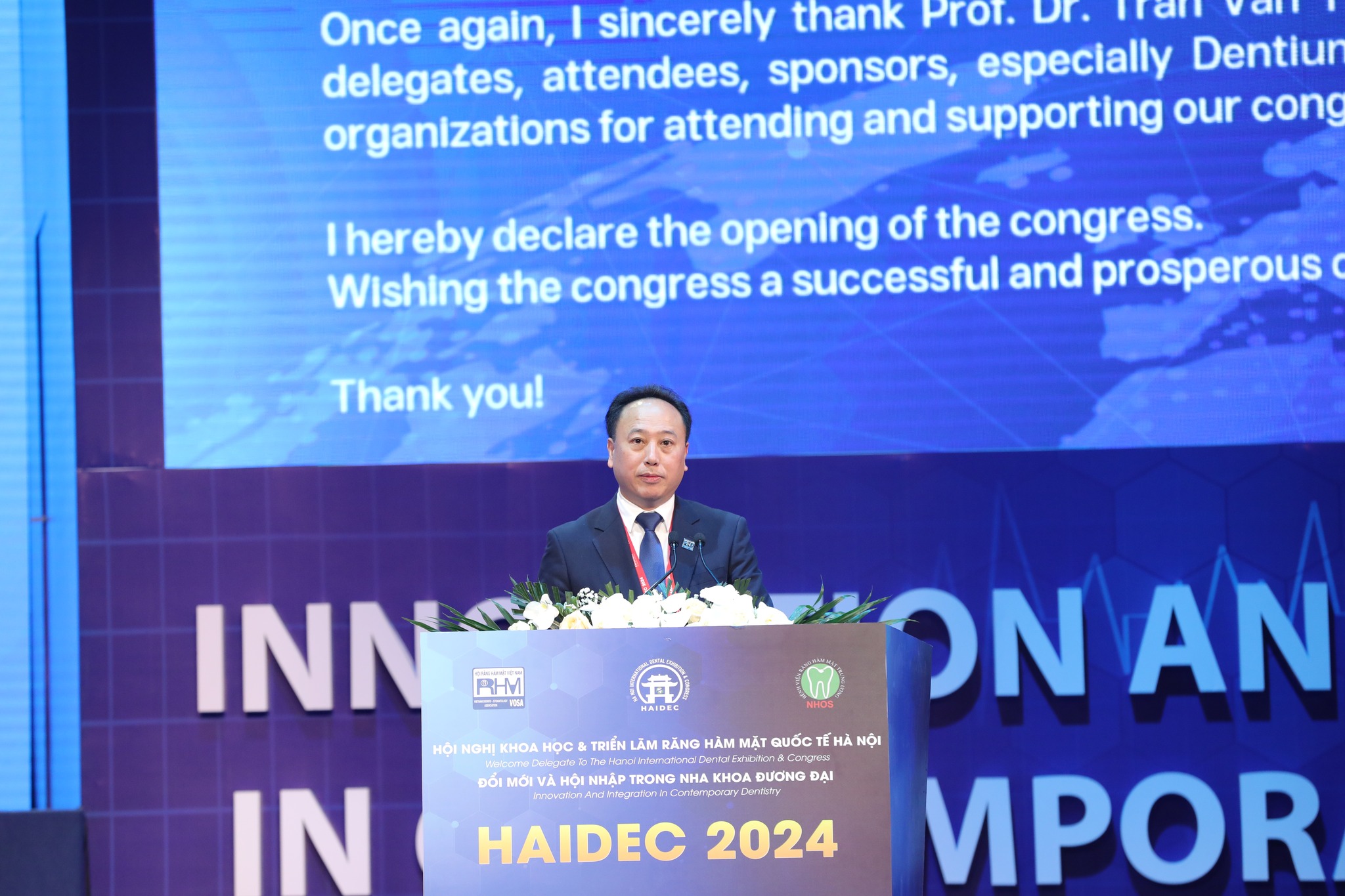 PGS. TS Trần Cao Bính, Chủ tịch Hội RHM Việt Nam, GĐ Bệnh viện RHM TW Hà Nội phát biểu